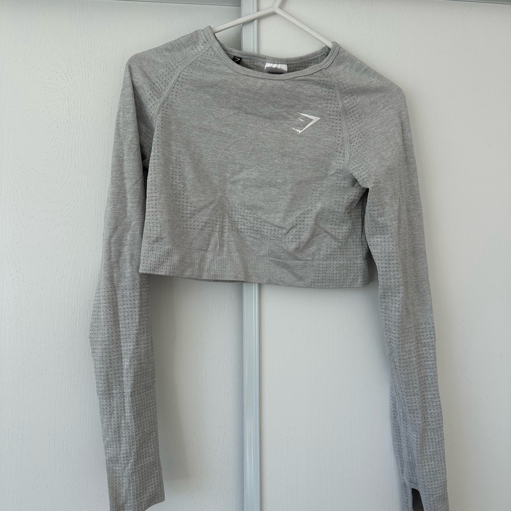 Gymshark Gray Seamless Cropped Long-Sleeve Top